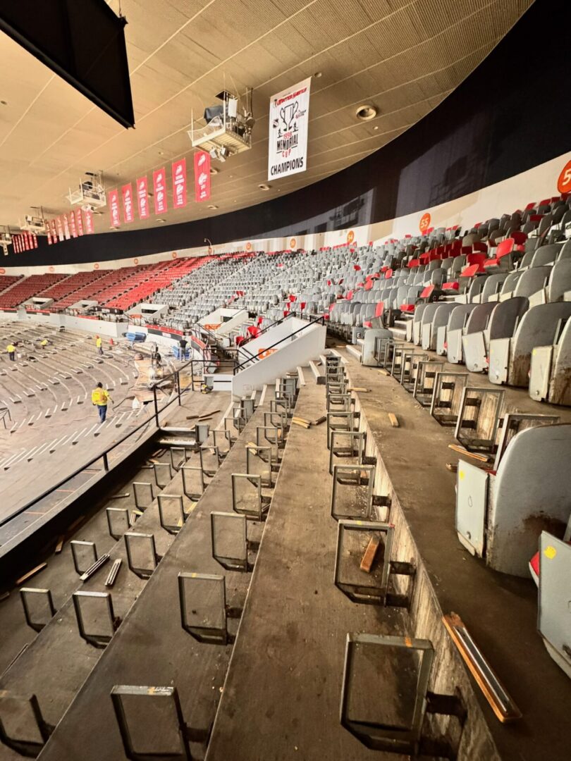 Empty arena interior with removed seats