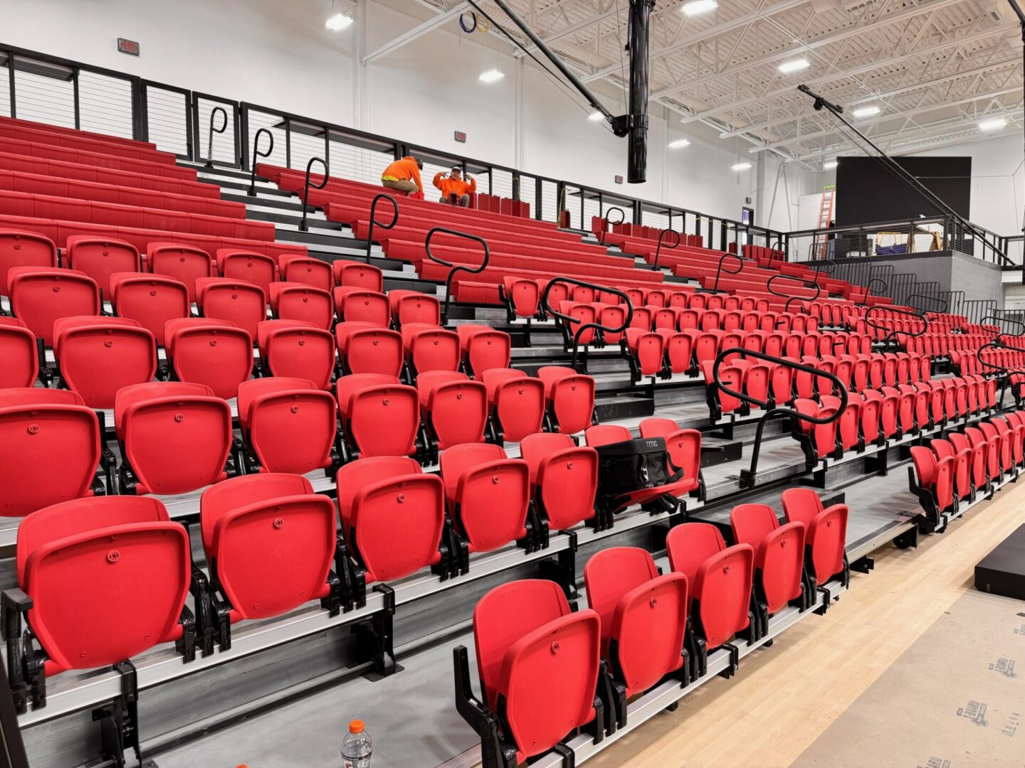 Interior view of red stadium seating